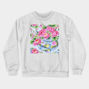 Roses in chinoiserie jars Crewneck Sweatshirt